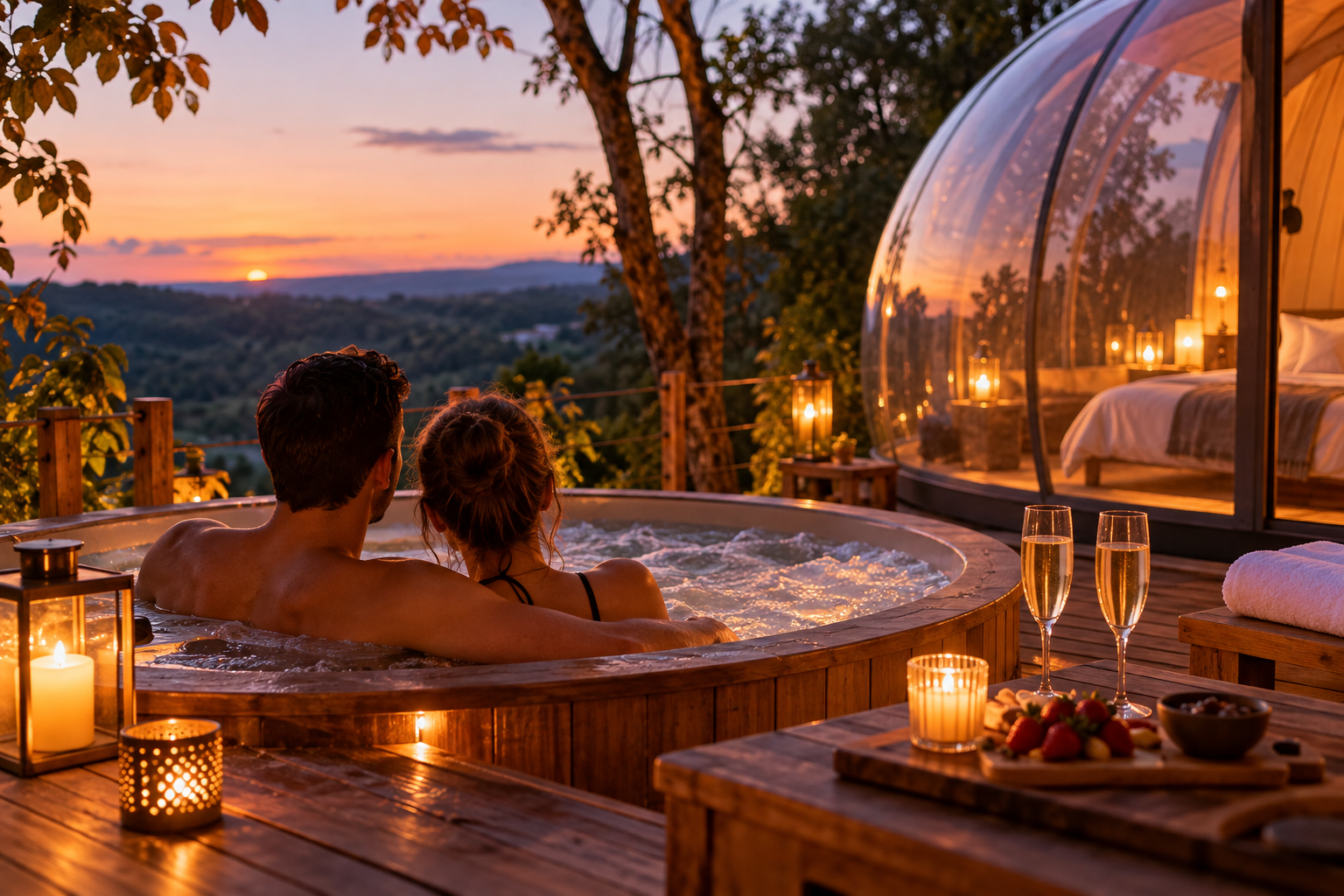 Evasion romantique couple jaccuzi